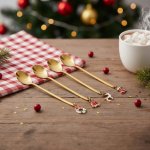 Sada zlatých vánočních dezertních lžiček XMAS 14 cm 4 ks – Hledejceny.cz