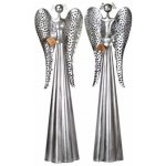 Lepaso Plechový anděl s kalíškem na svíčku, stříbrný 100 cm (115352 015 BNM-0036 anděl S-sv. 98,5cm) – Zboží Mobilmania