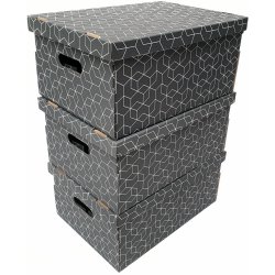 Úložný box Compactor Sada 3ks skládacích kartonových krabic - 52 x 29 x 20 cm