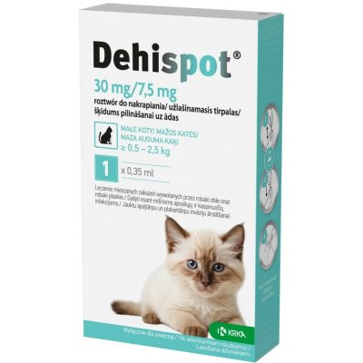 Krka Dehispot (0,5 - 2,5kg) kapky proti blechám a klíšťatům pro kočky 1 x 0,35 ml – Zboží Dáma