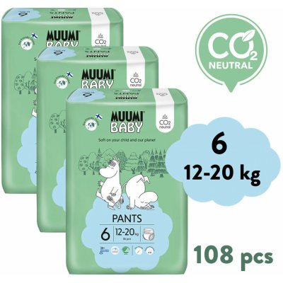 Muumi Baby Pants 6 Junior 12-20 kg kalhotkové eko 108 ks – Hledejceny.cz