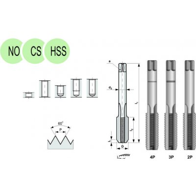 BUČOVICE TOOLS Závitník ČSN 22 3010 NO sadový M 2,5 x 0,35 sada