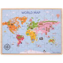 Bigjigs Toys Dřevěná puzzle mapa světa