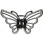 Kovový skřipec - motýl s kamínky Barva: černá – Zboží Dáma