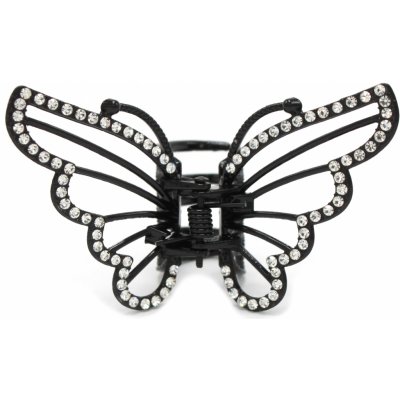 Kovový skřipec - motýl s kamínky Barva: černá – Zboží Dáma