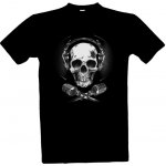 Tričko s potiskem Lebka Mikrofony a sluchátka pánské černá – Hledejceny.cz