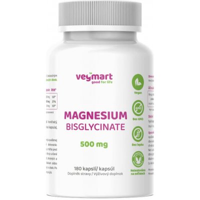 Vegmart Hořčík bisglycinát 500 mg 180 kapslí – Hledejceny.cz