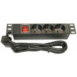 XtendLan ZASUVKA3-10 Rozvodný panel, 10", 3x 230V, ČSN, vypínač, kabel 1,8m, černý ZASUVKA3-10 – Zboží Živě
