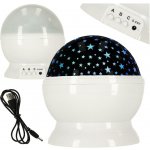 KIK Noční světlo s hvězdným projektorem 2v1 USB pro děti, přenosné, 9 režimů, rotace, bílé – Zboží Mobilmania