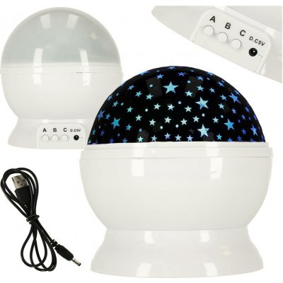 KIK Noční světlo s hvězdným projektorem 2v1 USB pro děti, přenosné, 9 režimů, rotace, bílé – Zboží Mobilmania