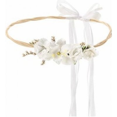 Svatební věneček do vlasů květinový bílý 18 cm
