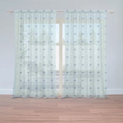 Sablio Záclony Srdce na modré: 2ks 150x250cm – Hledejceny.cz
