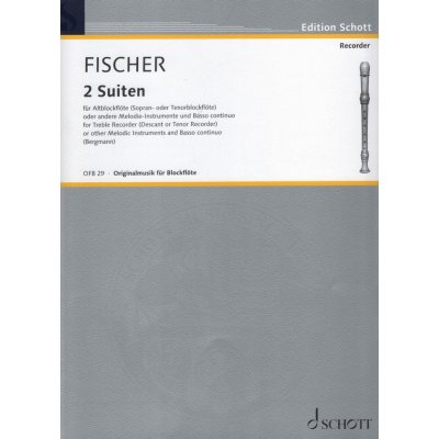 Fischer: 2 Suiten Divertissement / altová zobcová flétna sopránová nebo tenorová a basso continuo klavír violoncello – Zboží Mobilmania