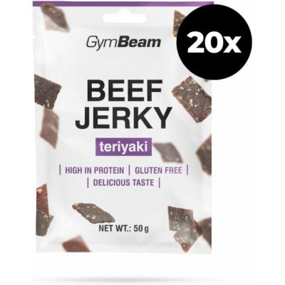 GymBeam Sušené maso Beef Jerky teriyaki 20 x 50 g – Zbozi.Blesk.cz