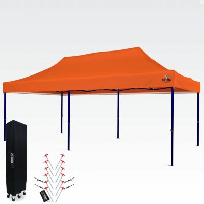 BRIMO Nepromokavý párty stan 3x6m bez 3 stěn Oranžová S. Ocel eco – Zboží Mobilmania