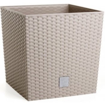 Prosperplast Květináč RATO LOW 20x20x20.2 cm tmavě béžový