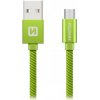 usb kabel Swissten 71522307 USB 2.0, zástrčka A - zástrčka micro B, opletený, 2m, zelený