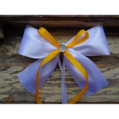 Atlasová mašle na auto bílá - oranžová sv. 211 – Hledejceny.cz