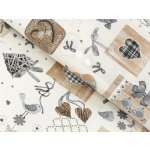 Dekorační látka LONETA - béžová srdíčka patchwork - metráž šířka 140 cm – Sleviste.cz