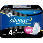 Always Maxi Secure Night Hygienické Vložky Velikost 4 S Křidélky 6 ks
