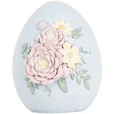Modrá dekorace vajíčko s květinami 10*11*13 cm – Hledejceny.cz