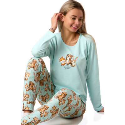 Azurové pyžamo s lesními zvířátky pro ženy z bavny 1B2325 hnědá S – Zboží Dáma