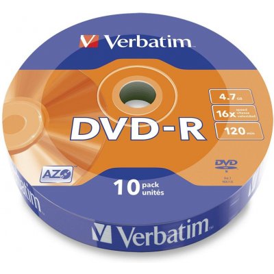 Verbatim DVD-R 4,7GB 16x, bulk box, 10ks (43729) – Zboží Živě