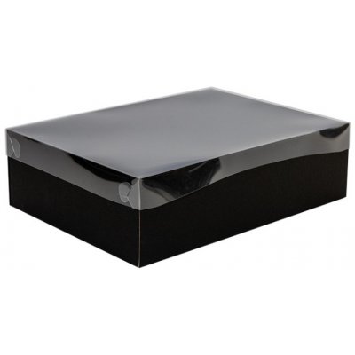 Dárková krabice s průhledným víkem 400x300x100 mm, černá – Zboží Mobilmania