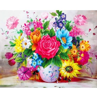 Figured ART Vyšívání křížkové sada Kytice barevných květin – Zboží Dáma