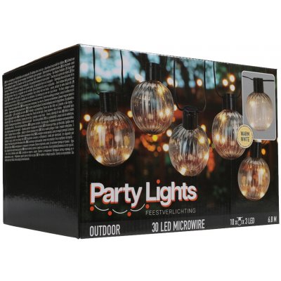 KOOPMAN Párty osvětlení - řetěz 10 LED svítidel, teplá bílá, délka 7,5 m 456266 – Hledejceny.cz