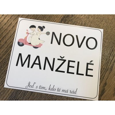 Svatba-eshop Svatební cedulka SPZ na motorku Novomanželé na skůtru - SPZ na svatební motorku – Zboží Dáma