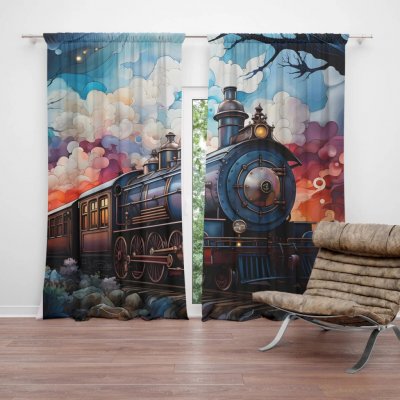 Sablio Závěs Parní lokomotiva v kouzelné krajině: 2ks 140x250cm – Zboží Mobilmania