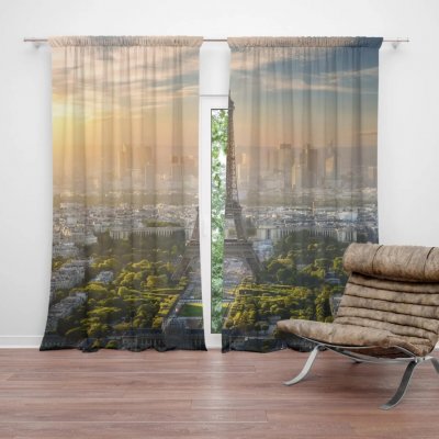 Sablio Závěs Paříž Eifellova věž Skyline: 2ks 140x250cm – Zboží Mobilmania