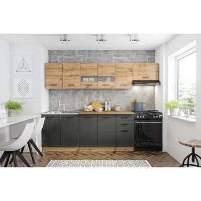 Kuchyňská linka Perla 260 s pracovní deskou artisan/tmavě šedý Helmar Perla 260 artisan/tmavě šedý – Hledejceny.cz