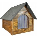HBG Dřevěná bouda pro psa Trend M zateplená impregnovaná tmavá 49 x 49 x 62 cm – Zboží Mobilmania