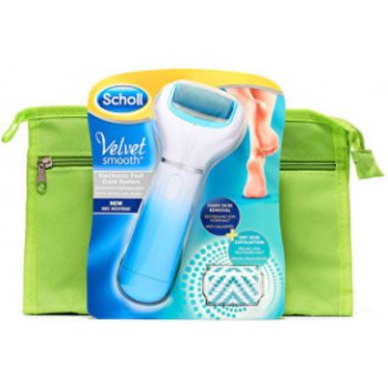 Scholl Velvet Smooth Pedicure Set dárková sada modrý strojek diamond + hydratační krém na nohy 60 ml