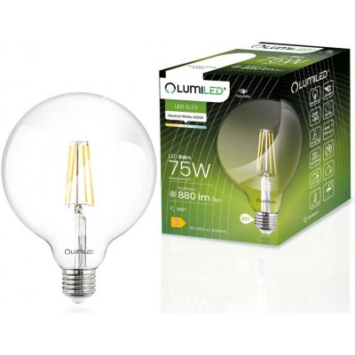 Lumiled LED žárovka E27 G95 8W = 75W 4000K Neutrální bílá Globe Filament – Hledejceny.cz