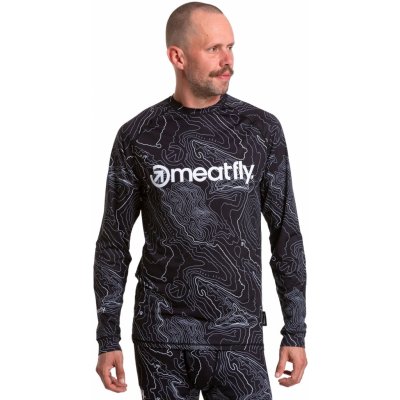 Meatfly pánské termo triko Avery Black Topography Černá – Zboží Dáma