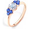 Prsteny Savicky zásnubní prsten Fairytale růžové zlato bílý safír modré safíry PI R FAIR66