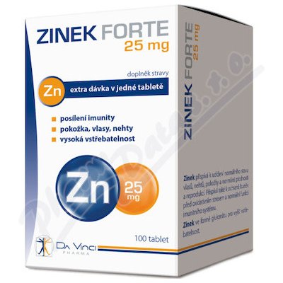 Zinek Forte 25 mg Da Vinci Pharma 100 tablet – Hledejceny.cz