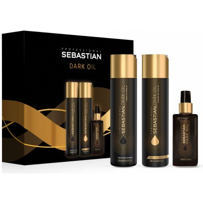 Sebastian Professional Dark Oil hydratační šampon pro lesk a hebkost vlasů 250 ml + hydratační kondicionér pro lesk a hebkost vlasů 250 ml + regenerační olej na vlasy 95 ml dárková sada – Zbozi.Blesk.cz