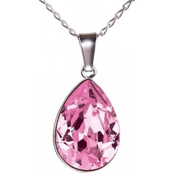 Swarovski Elements Pear rhodiovaný (přívěsek + řetízek) růžová slzička, kapka 54016.3 Rose (růžová)