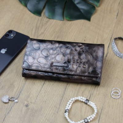 Extravagantní dámská kožená peněženka Lucio šedá – Zboží Mobilmania