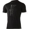 Pánské sportovní tričko Lasting pánské merino triko s tiskem Horal černé