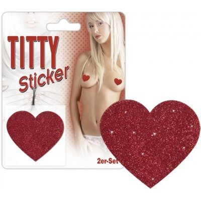 Erotic Stars HOT Titty Sticker Ozdoby na bradavky srdíčka - červená