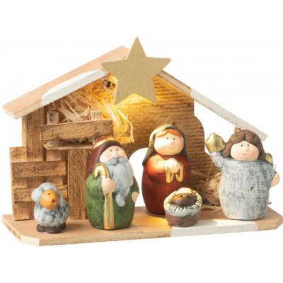 Přírodní svítící Betlém s keramickými postavičkami Nativity - 21*8*16 cm - J-Line by Jolipa – Hledejceny.cz
