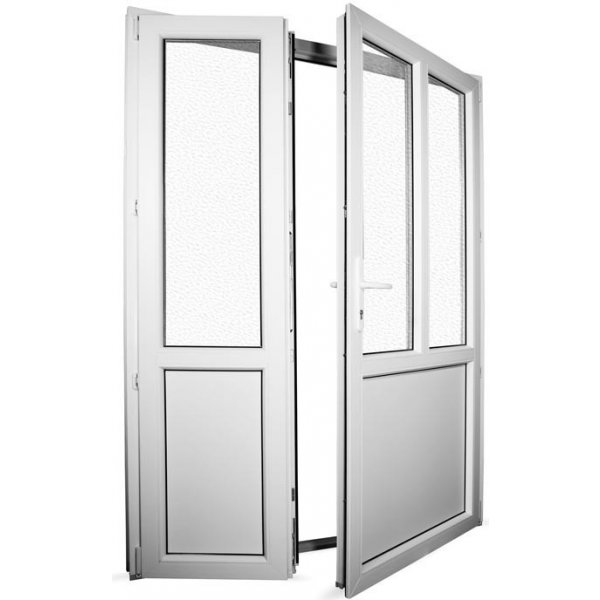 Venkovní dveře SkladOken.cz vedlejší vchodové dveře dvoukřídlé se štulpem 158 x 208 cm bílé, PRAVÉ