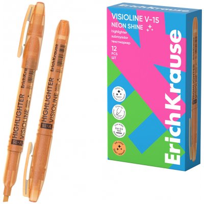 ErichKrause Visioline V-15 Neon Shine s třpytkami oranžový – Hledejceny.cz