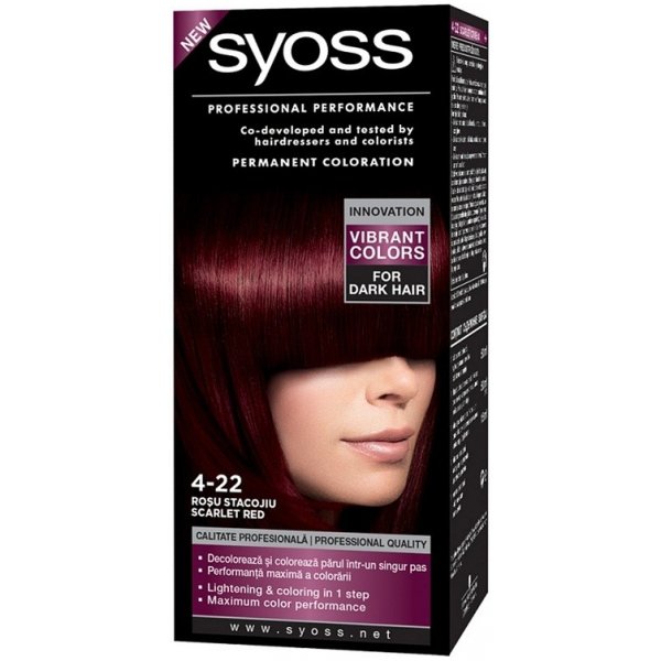 SYOSS Professional/permanentní barva na vlasy Šarlatově rudá 4-22 od 112 Kč  - Heureka.cz