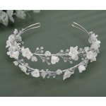 Naishide Jewelry Čelenka do vlasů s bílými keramickými květy Druh barvy: Stříbrná – Zboží Dáma